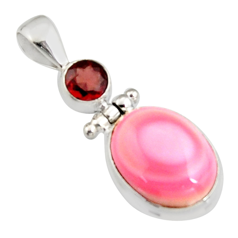12.03cts natural pink queen conch shell garnet 925 sterling silver pendant r5390