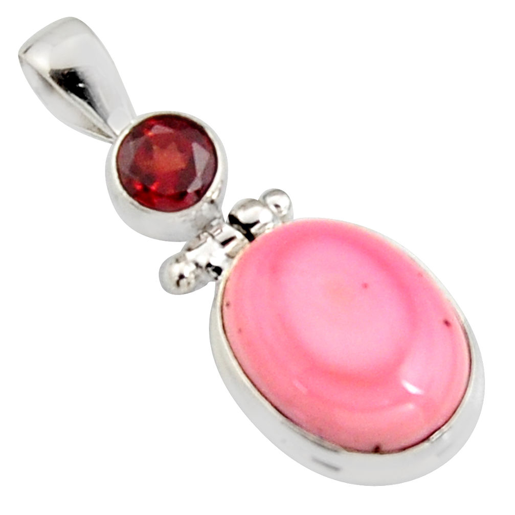 925 sterling silver 11.85cts natural pink queen conch shell garnet pendant r5394