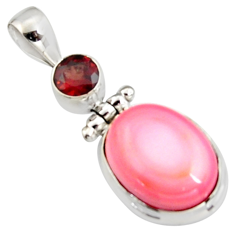 11.75cts natural pink queen conch shell garnet 925 sterling silver pendant r5397