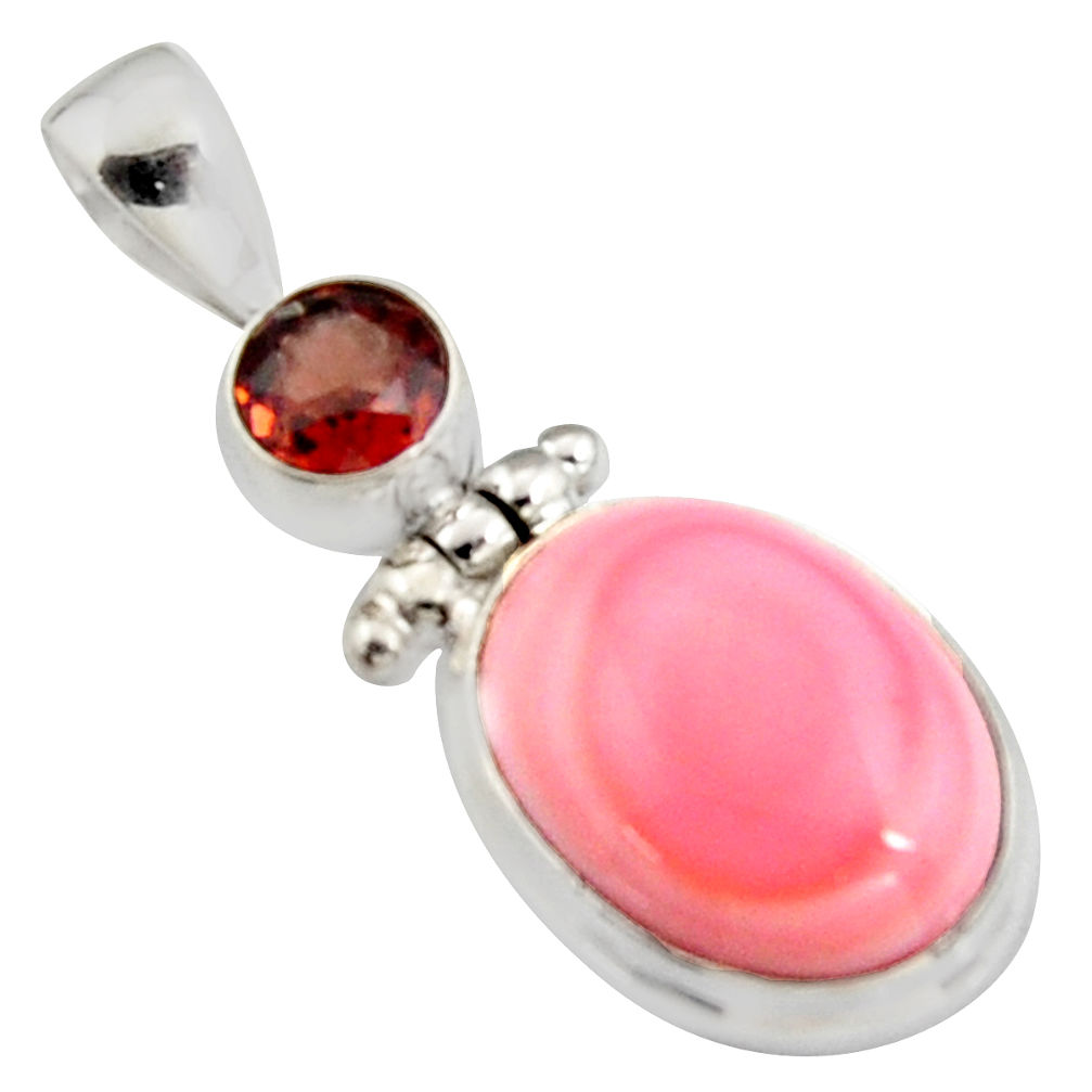 11.71cts natural pink queen conch shell garnet 925 sterling silver pendant r5399
