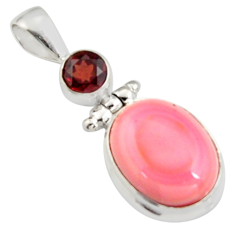 925 sterling silver 11.32cts natural pink queen conch shell garnet pendant r5400