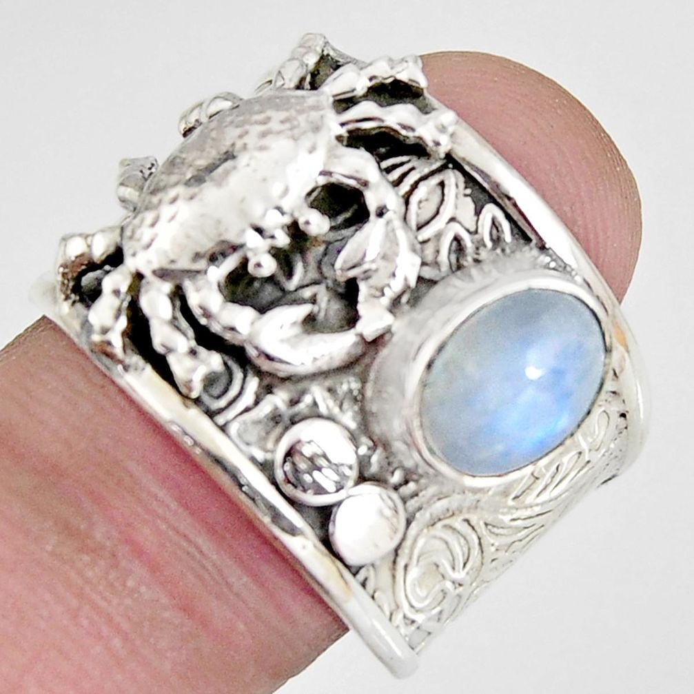2.24cts natural rainbow moonstone 925 sterling silver crab ring size 8 r1326