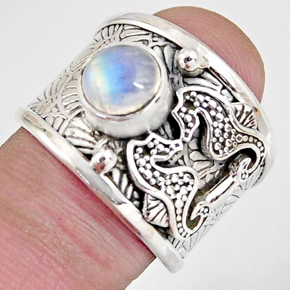 2.46cts natural rainbow moonstone 925 sterling silver seahorse ring size 7 r1340