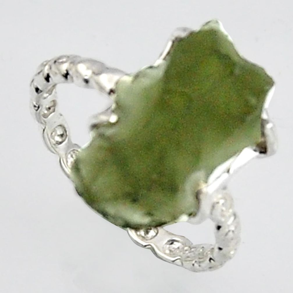 4.91cts natural green moldavite 925 silver solitaire ring size 6 r1609