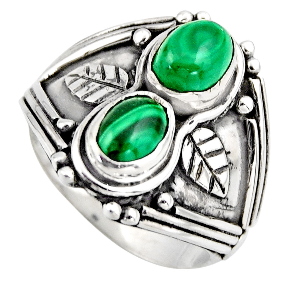 925 silver 3.13cts natural green malachite (pilot's stone) ring size 7 r2016
