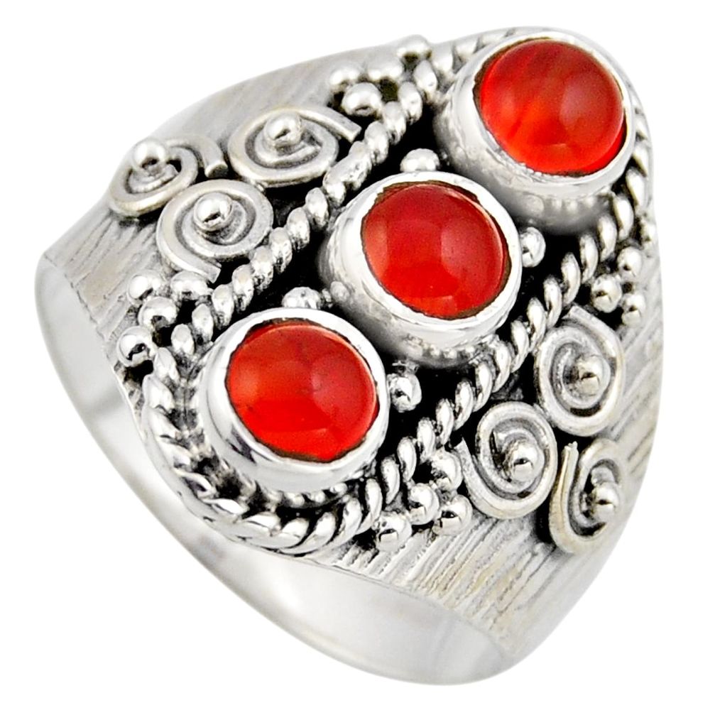 2.71cts natural orange cornelian (carnelian) 925 silver ring size 7 r2024