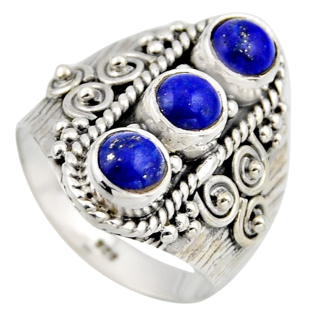 925 sterling silver 2.94cts natural blue lapis lazuli ring jewelry size 8 r2027