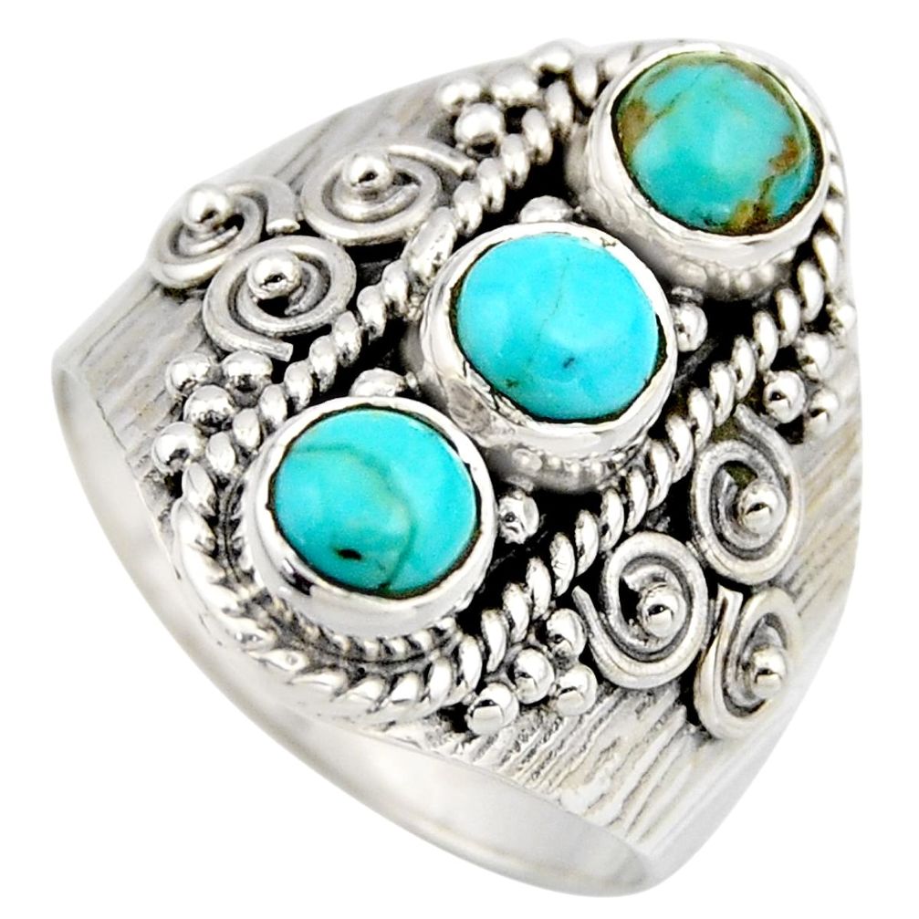 2.71cts blue arizona mohave turquoise 925 sterling silver ring size 8 r2028