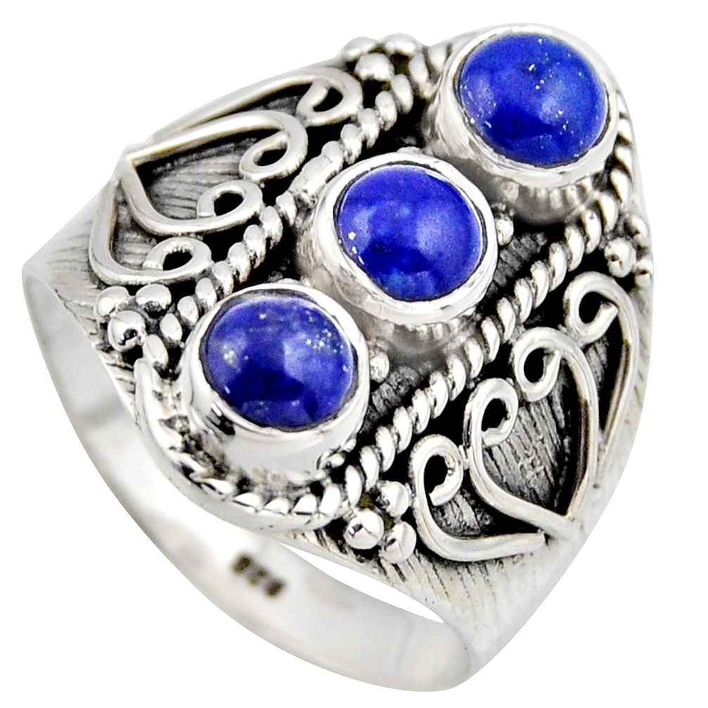 2.71cts natural blue lapis lazuli 925 sterling silver ring size 8.5 r2033