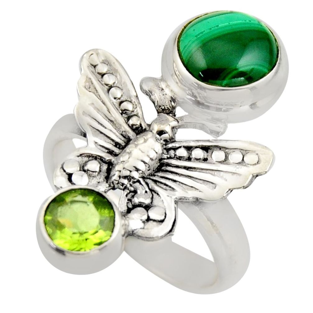 925 silver 5.30cts natural malachite (pilot's stone) butterfly ring size 7 r2073