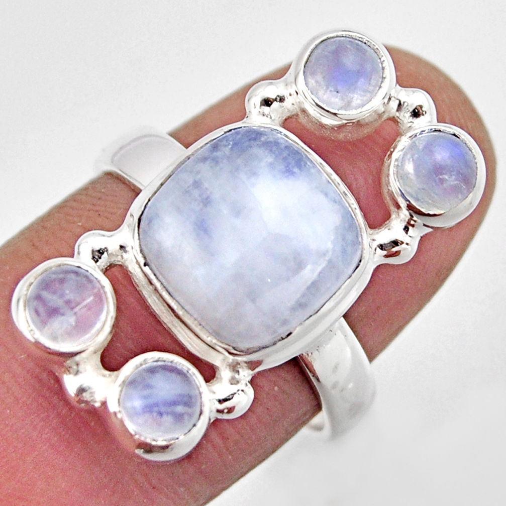 925 sterling silver 7.22cts natural rainbow moonstone ring size 7.5 r2150