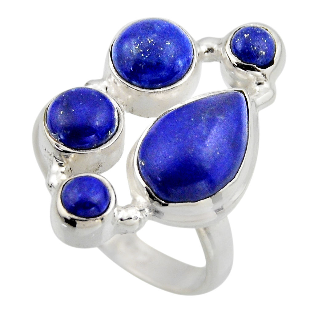 925 sterling silver 7.36cts natural blue lapis lazuli ring size 8.5 r2204