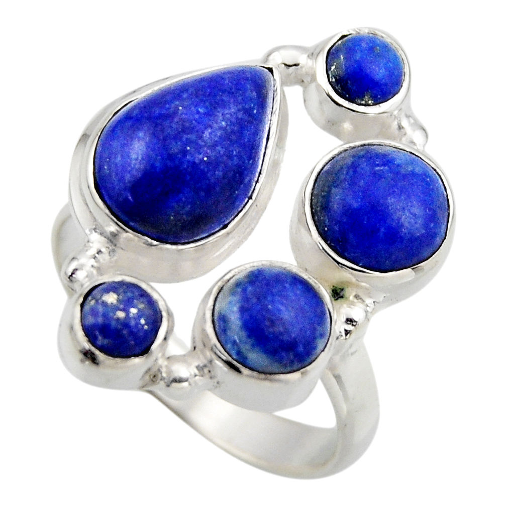 925 sterling silver 7.36cts natural blue lapis lazuli ring size 7.5 r2207