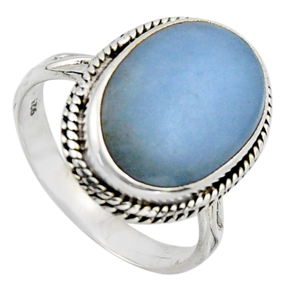 10.24cts natural blue angelite 925 sterling silver solitaire ring size 9 r2606