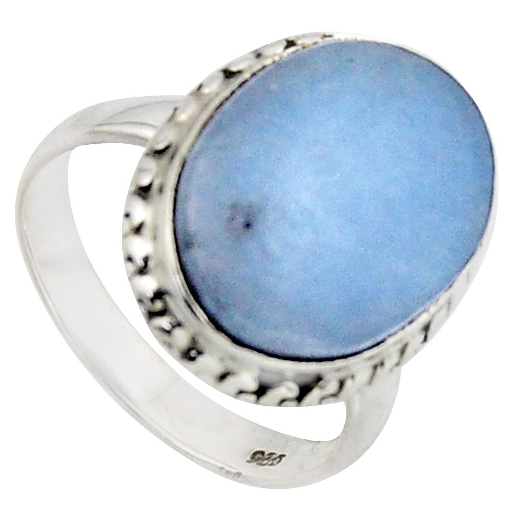 9.99cts natural blue angelite 925 sterling silver solitaire ring size 7 r2620