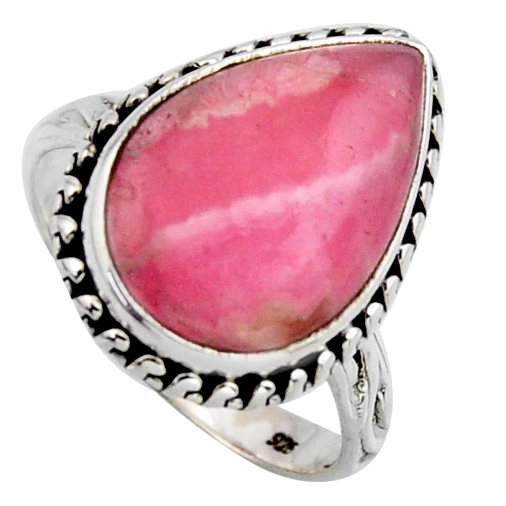 10.41cts natural rhodochrosite inca rose 925 silver solitaire ring size 9 r2621