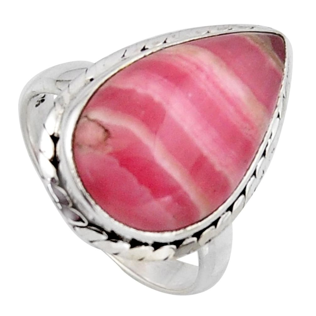 10.41cts natural rhodochrosite inca rose silver solitaire ring size 7.5 r2630