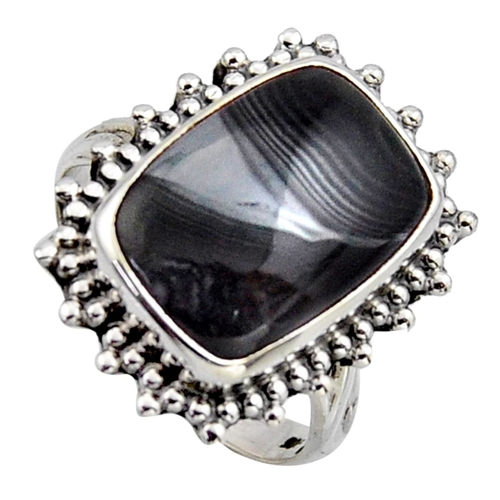 9.03cts natural black psilomelane 925 silver solitaire ring size 7.5 r2658
