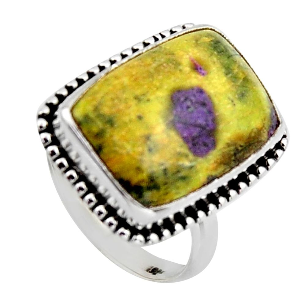 13.63cts natural atlantisite stichtite-serpentine 925 silver ring size 8 r2726