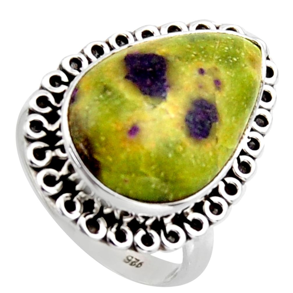14.12cts natural atlantisite stichtite-serpentine 925 silver ring size 8 r2734