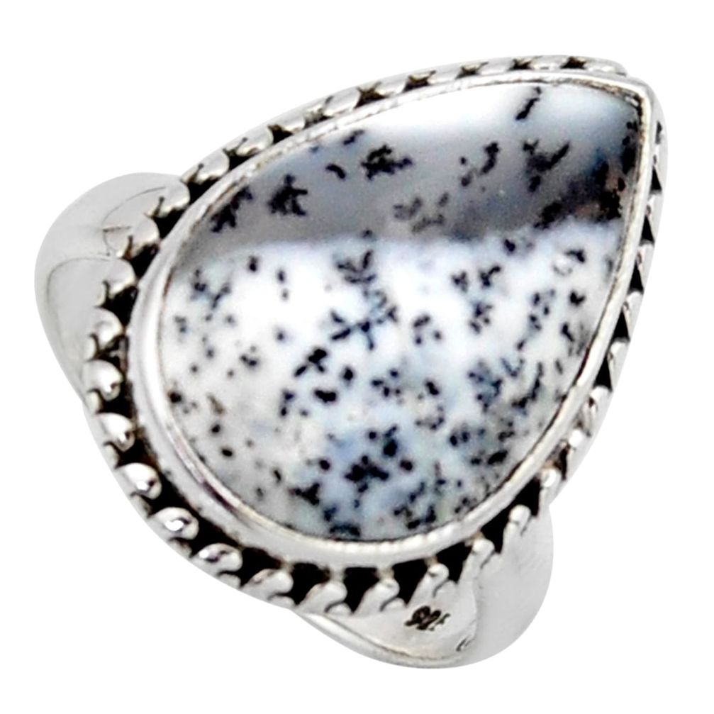 13.15cts natural white dendrite opal 925 silver solitaire ring size 7 r2755