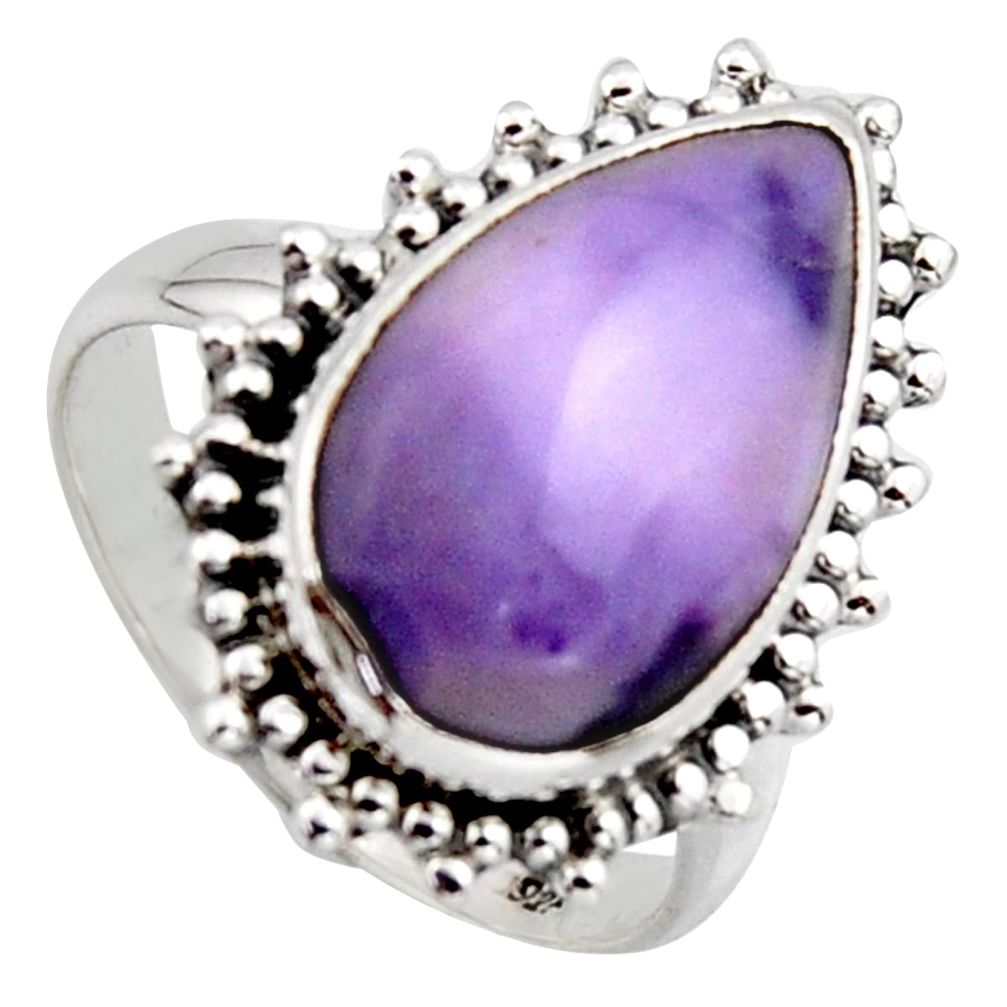 10.24cts natural purple tiffany stone 925 silver solitaire ring size 8 r2809