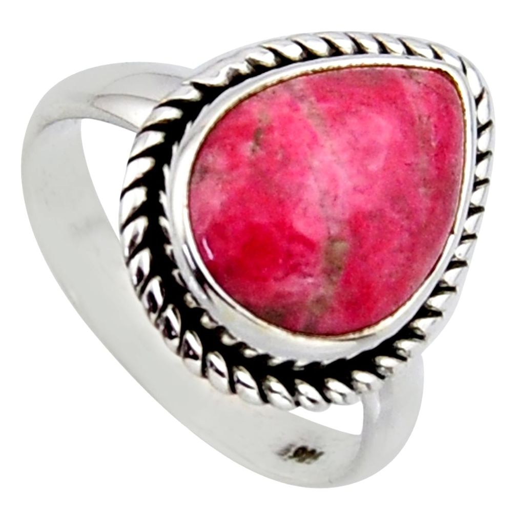 6.98cts natural pink thulite 925 silver solitaire ring jewelry size 8 r2833
