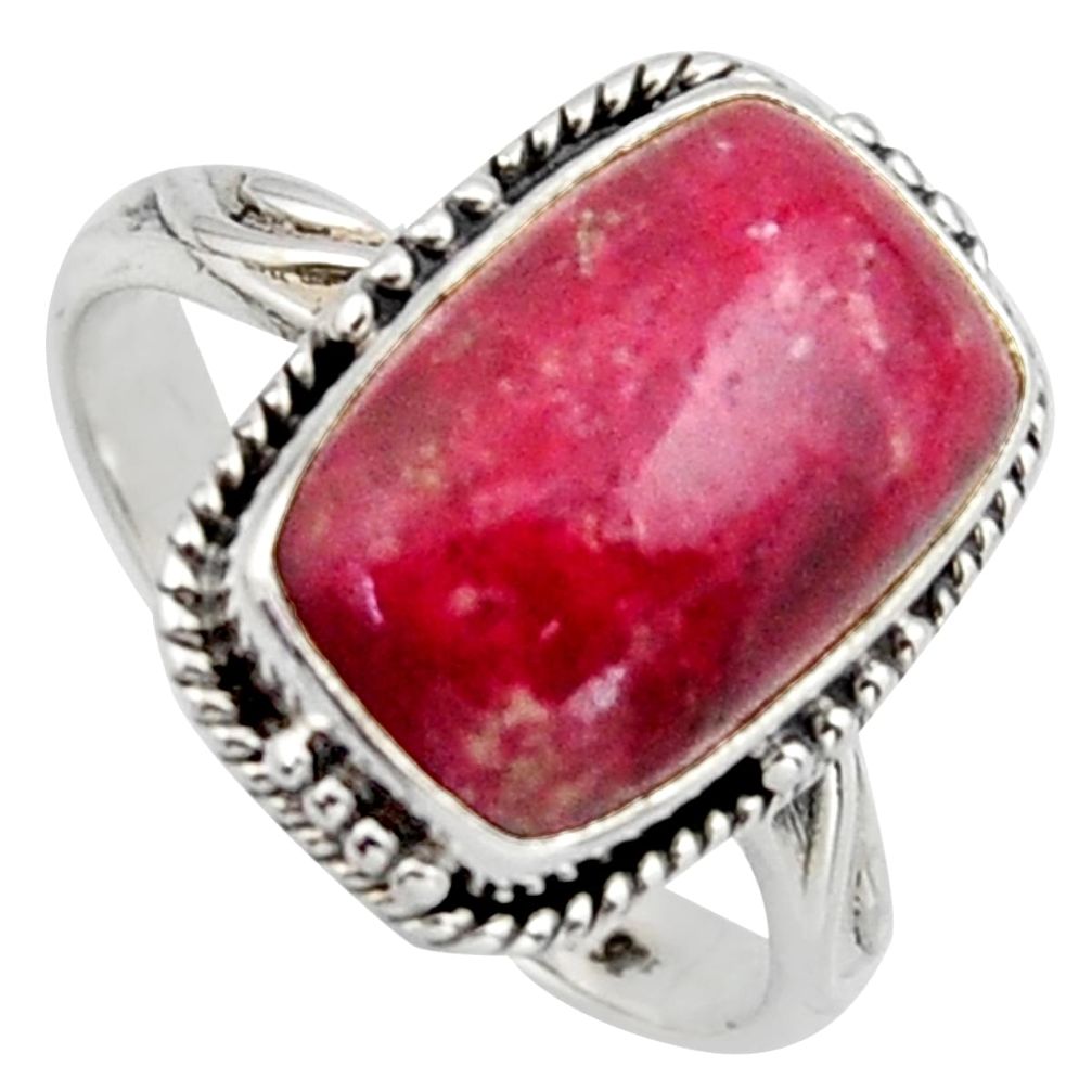 6.02cts natural pink thulite octagan 925 silver solitaire ring size 9 r2834