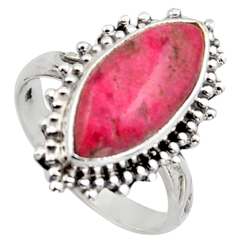 7.88cts natural pink thulite 925 silver solitaire ring jewelry size 8.5 r2837