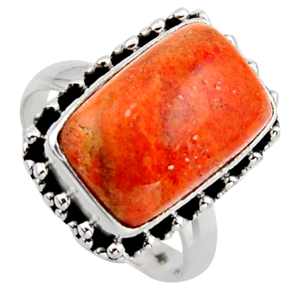 7.36cts red copper turquoise 925 sterling silver solitaire ring size 7 r2857