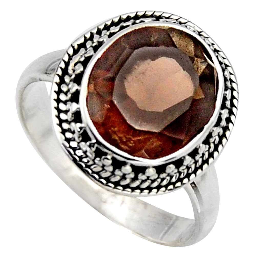 5.13cts brown smoky topaz 925 sterling silver solitaire ring size 8.5 r3081