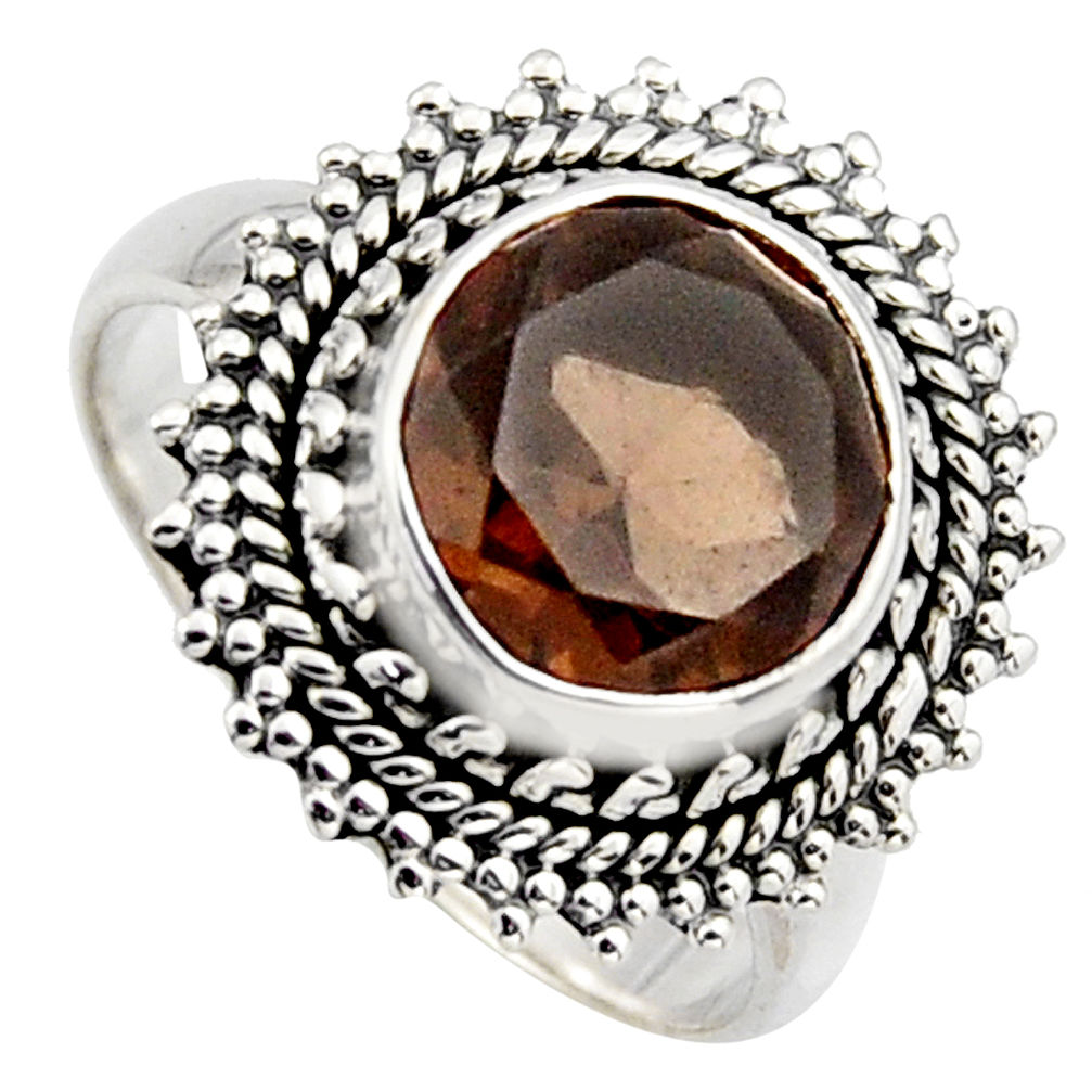 5.52cts brown smoky topaz 925 sterling silver solitaire ring size 8.5 r3097