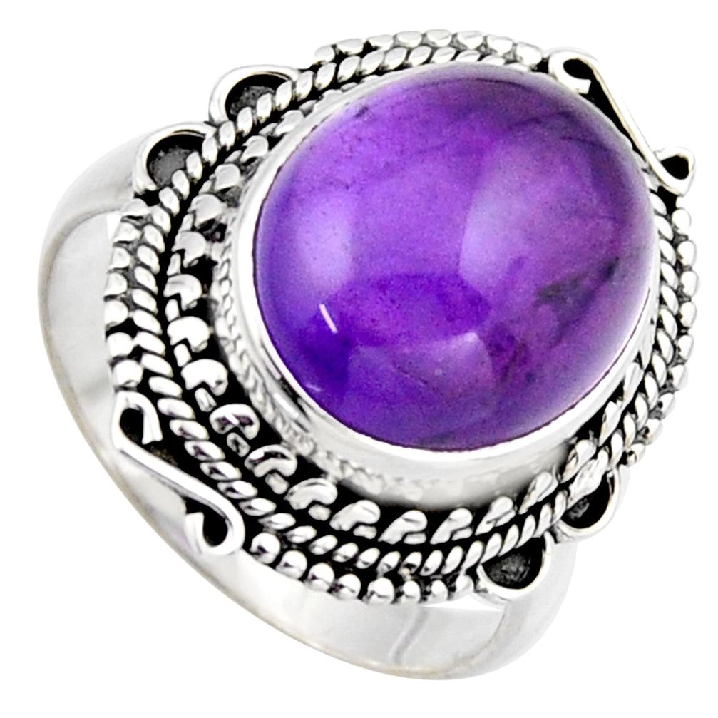 6.94cts natural purple amethyst 925 silver solitaire ring jewelry size 9 r3106