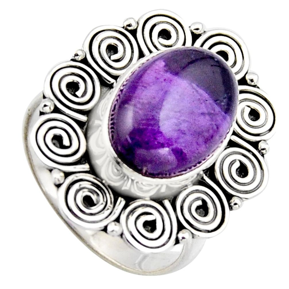 6.80cts natural purple amethyst 925 silver solitaire ring jewelry size 8 r3112