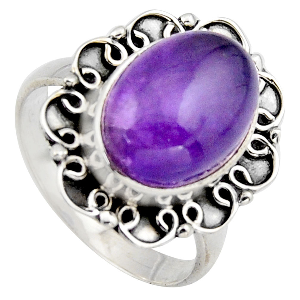 6.83cts natural purple amethyst 925 silver solitaire ring jewelry size 8.5 r3113