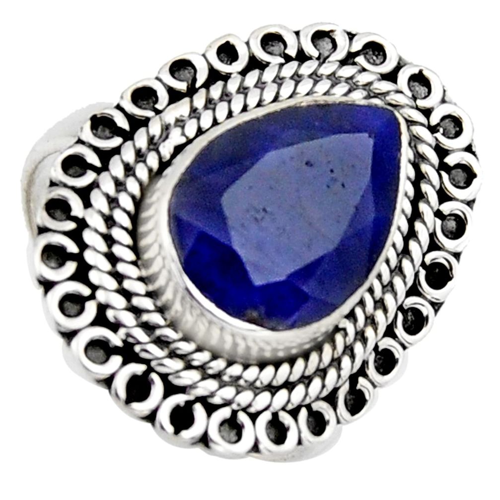 4.71cts natural blue sapphire 925 sterling silver solitaire ring size 7.5 r3145