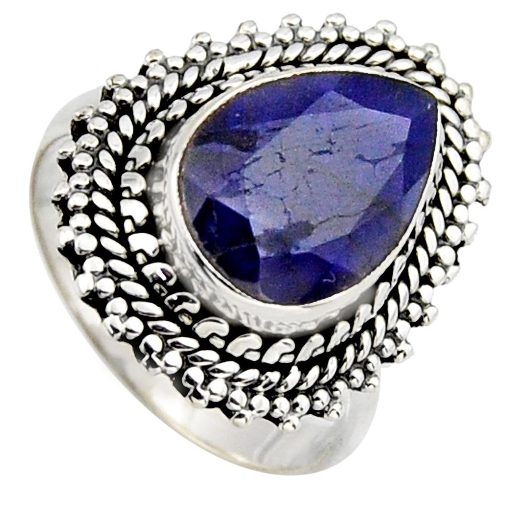 4.82cts natural blue sapphire 925 sterling silver solitaire ring size 7 r3147