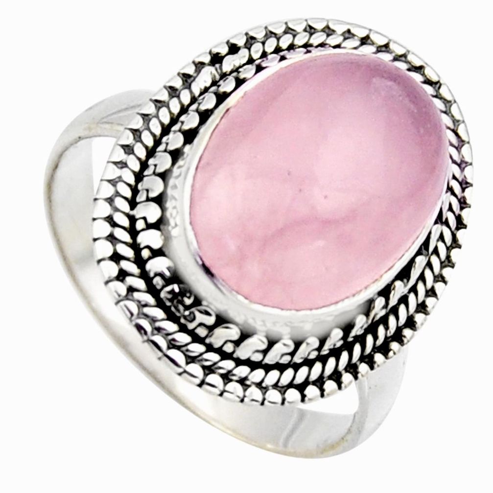 7.04cts natural pink rose quartz 925 silver solitaire ring jewelry size 8 r3195