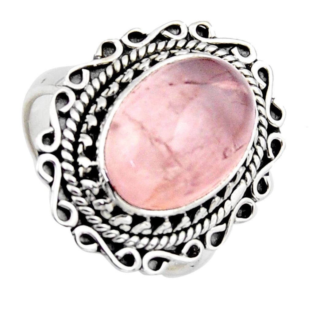 6.39cts natural pink rose quartz 925 silver solitaire ring jewelry size 7 r3199