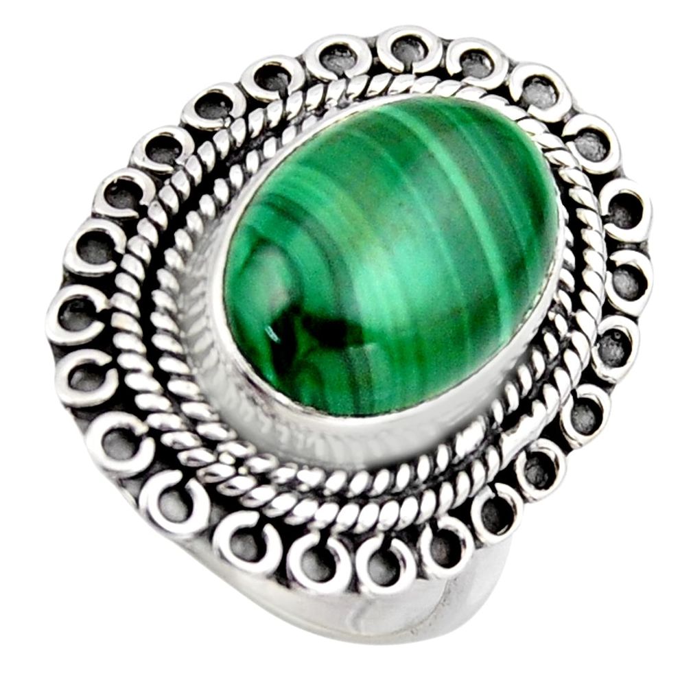 6.88cts natural green malachite 925 silver solitaire ring size 7 r3223