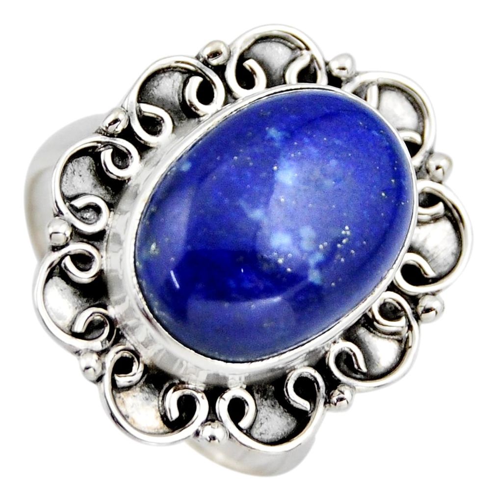 6.58cts natural blue lapis lazuli 925 silver solitaire ring jewelry size 7 r3254