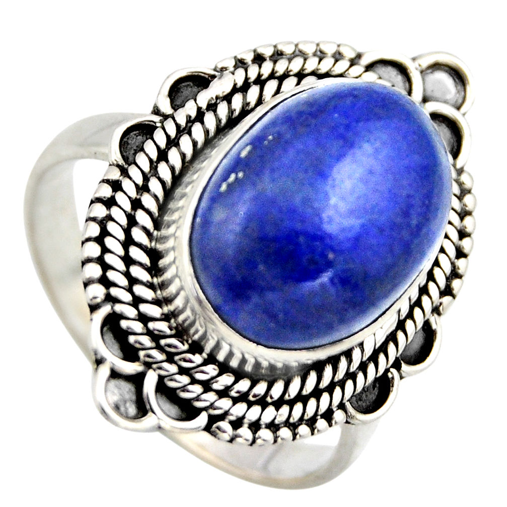 6.89cts natural blue lapis lazuli 925 silver solitaire ring jewelry size 8 r3255