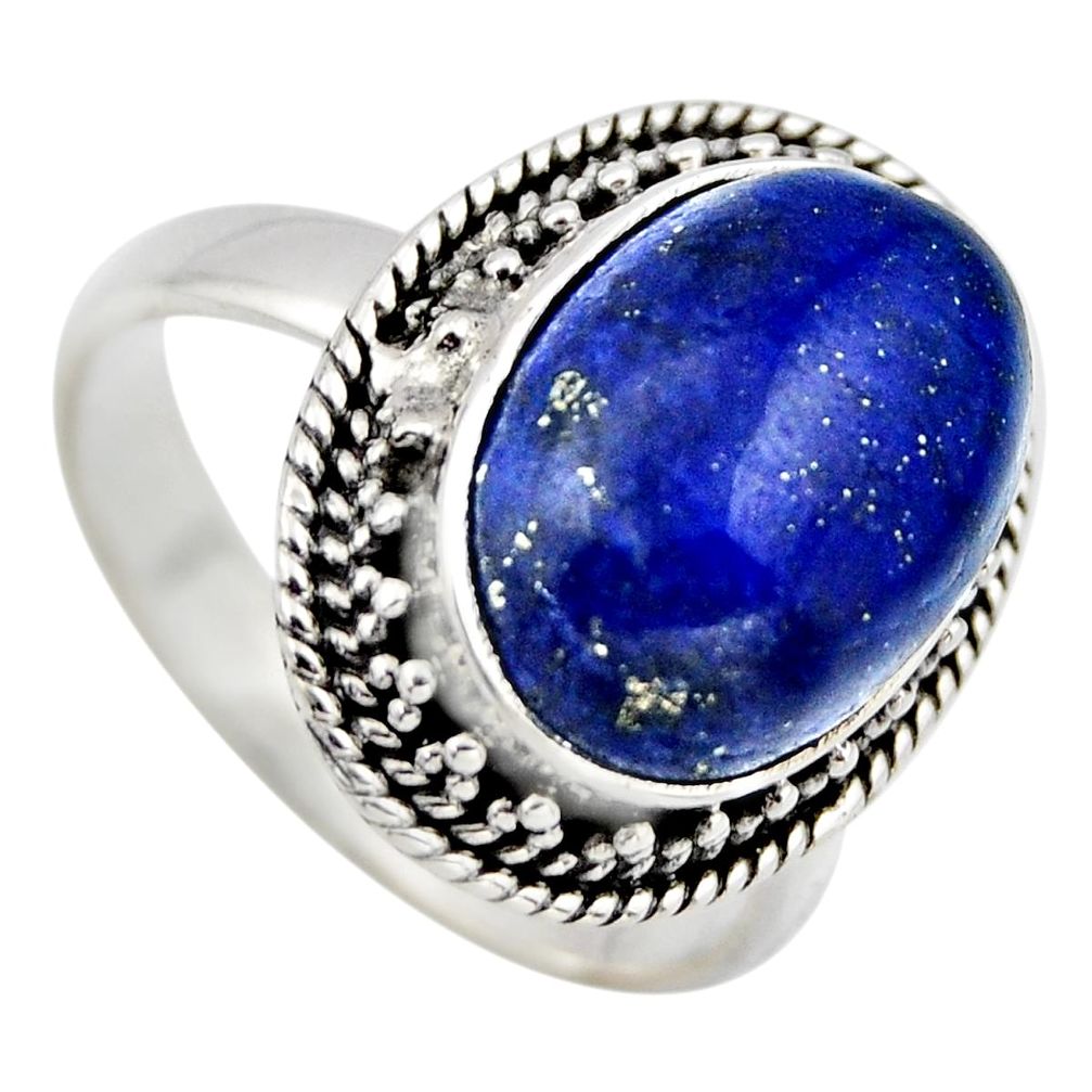 6.48cts natural blue lapis lazuli 925 silver solitaire ring jewelry size 7 r3257