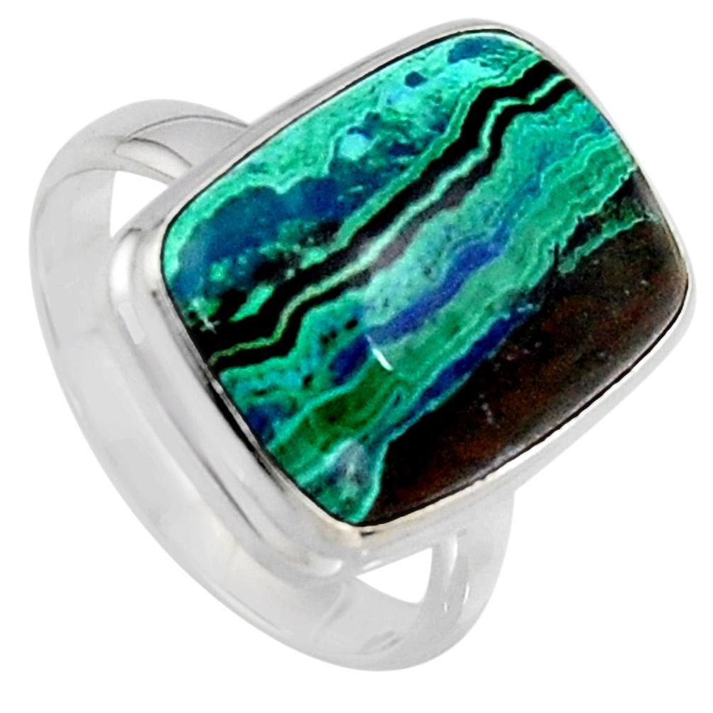 9.56cts natural green azurite malachite 925 silver solitaire ring size 7 r3332