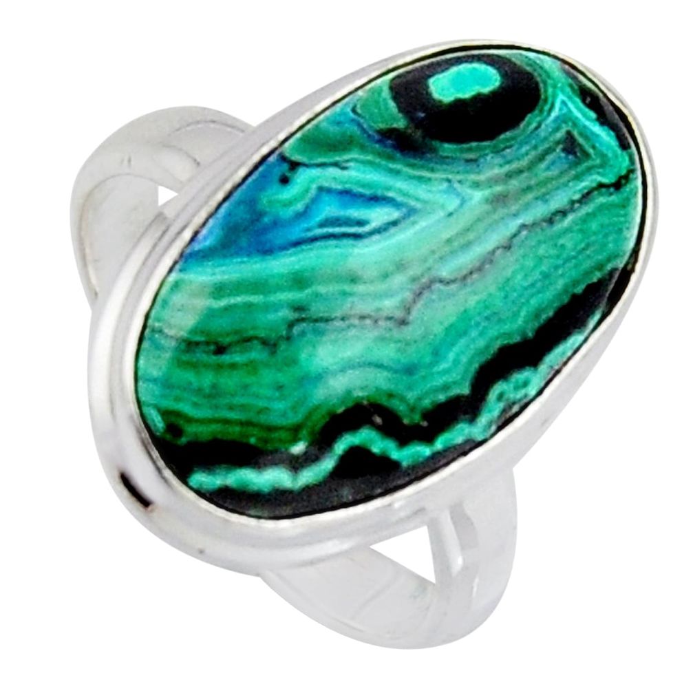 925 silver 10.41cts natural green azurite malachite solitaire ring size 7 r3357