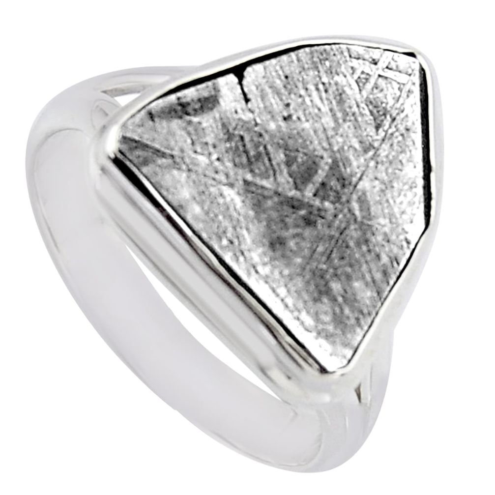 11.54cts natural grey meteorite gibeon 925 silver solitaire ring size 10 r3511