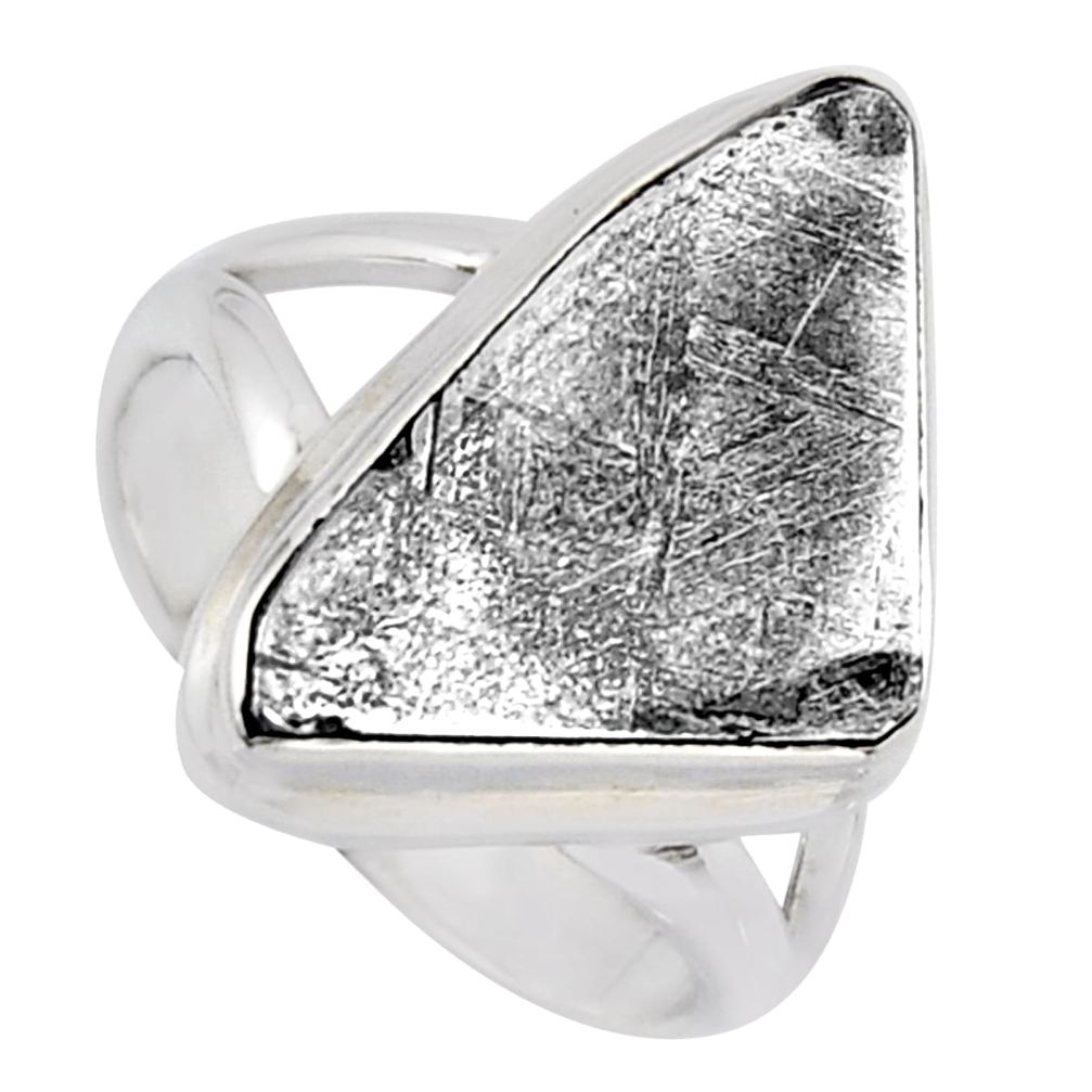 10.78cts natural grey meteorite gibeon 925 silver solitaire ring size 6 r3516
