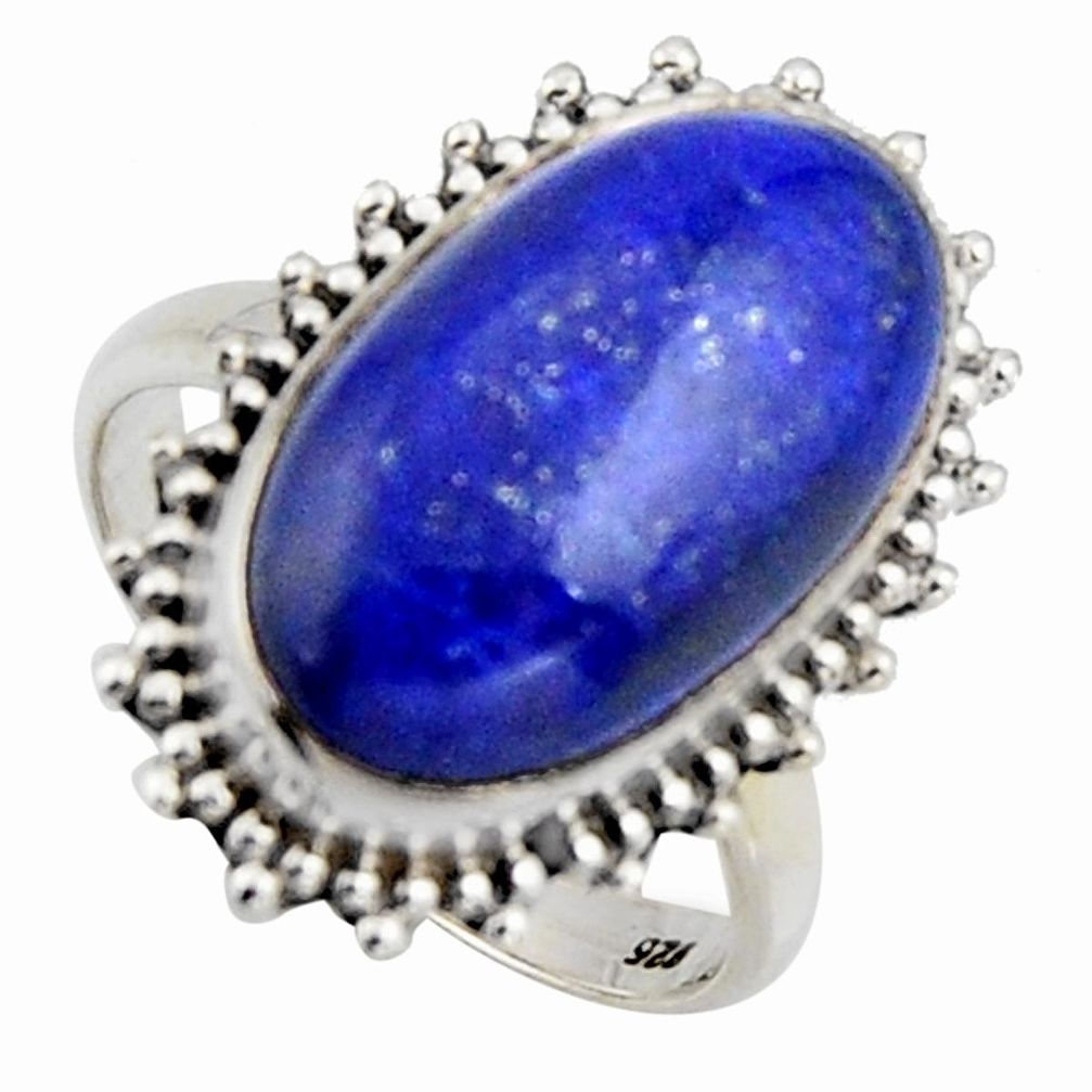 10.17cts natural blue lapis lazuli 925 silver solitaire ring size 7 r3616
