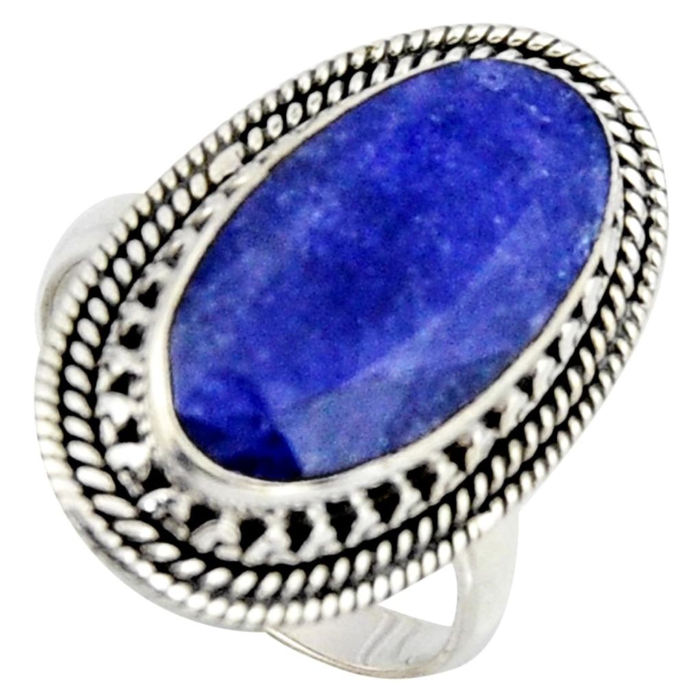 11.22cts natural blue sapphire 925 silver solitaire ring jewelry size 8 r3627