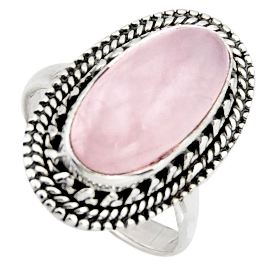 7.12cts natural pink rose quartz 925 silver solitaire ring jewelry size 7 r3642